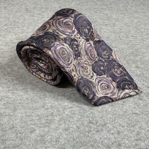 Vintage Pierre Balmain 100% Italian Silk Floral Tie Designer Purple Rose Pattern